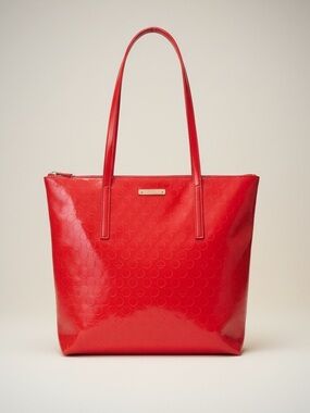 Kate Spade New York Red Patent Leather Polka Dot Tote Bag